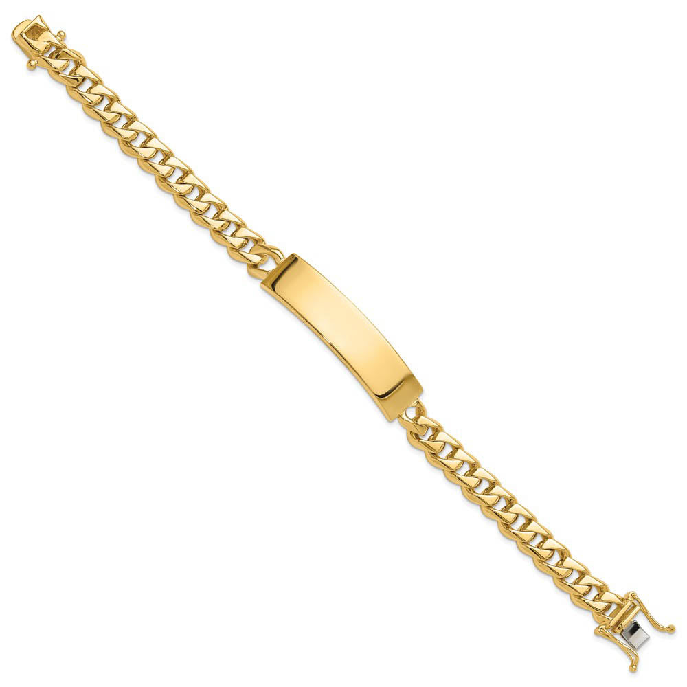 Alternate view of the Men's 9mm 14k Yellow Gold Solid Curb Link I.D. Bracelet, 8 Inch by The Black Bow Jewelry Co.