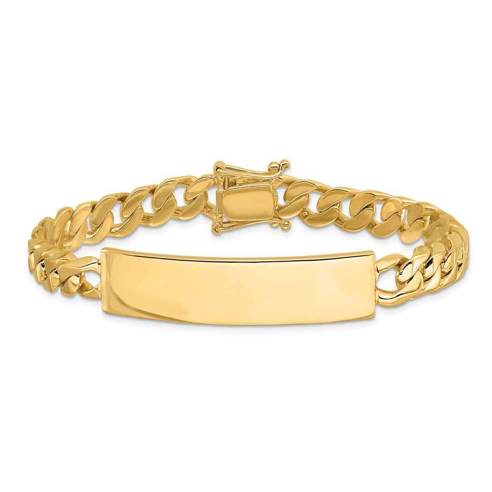Alternate view of the Men's 9mm 14k Yellow Gold Solid Curb Link I.D. Bracelet, 8 Inch by The Black Bow Jewelry Co.