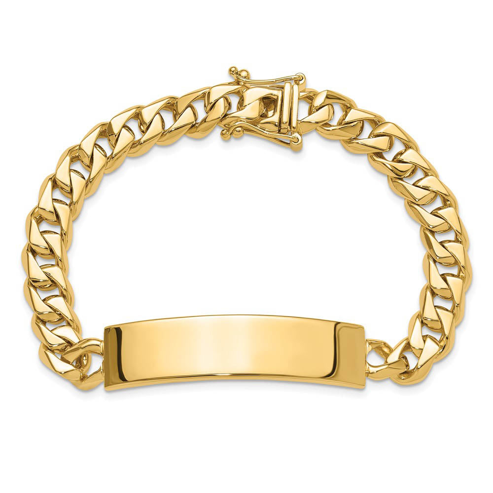 Alternate view of the Men's 9mm 14k Yellow Gold Solid Curb Link I.D. Bracelet, 8 Inch by The Black Bow Jewelry Co.