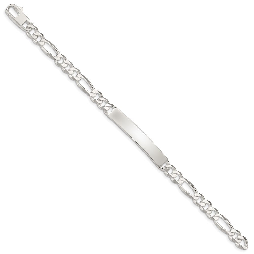 Alternate view of the Men&#39;s 7mm Sterling Silver Figaro I.D. Bracelet by The Black Bow Jewelry Co.