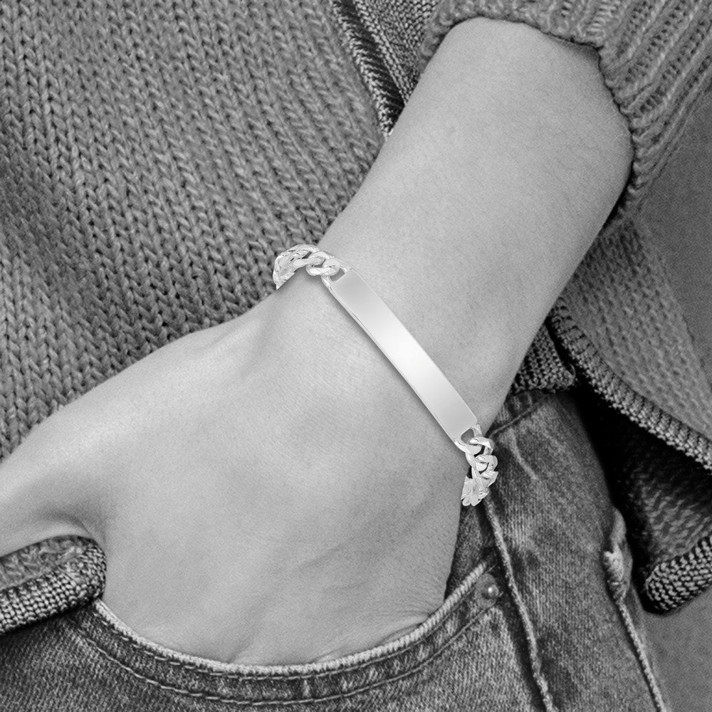 Alternate view of the Men&#39;s 7mm Sterling Silver Figaro I.D. Bracelet by The Black Bow Jewelry Co.