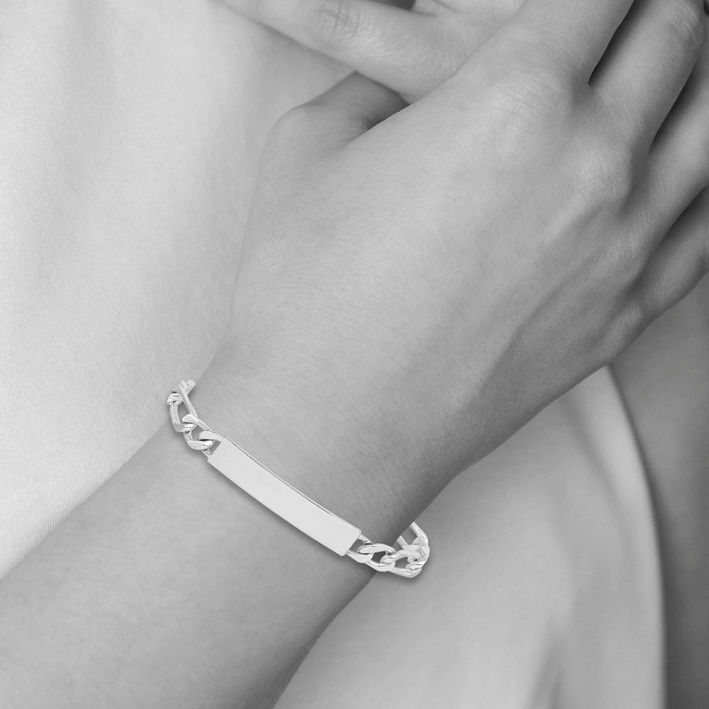 Alternate view of the 7mm Sterling Silver Women&#39;s Figaro I.D. Bracelet by The Black Bow Jewelry Co.