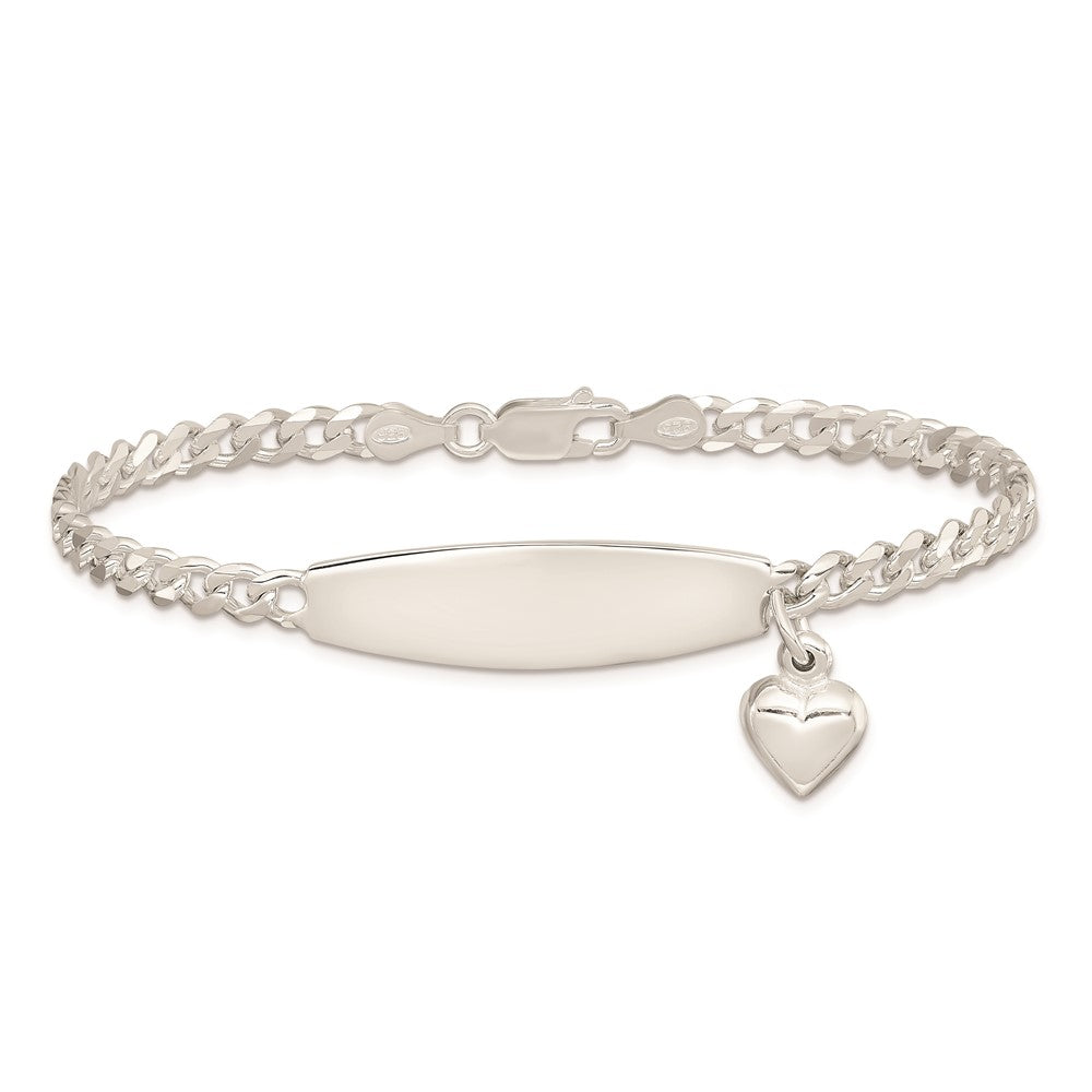 Alternate view of the 9mm Sterling Silver Heart Charm Curb Link I.D. Bracelet by The Black Bow Jewelry Co.