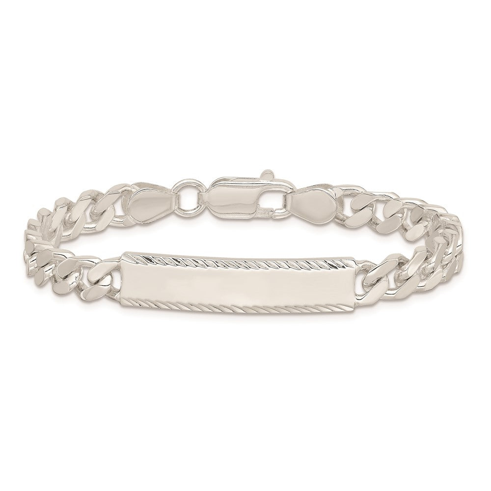Alternate view of the 7mm Sterling Silver Diamond-Cut Engravable Curb Link I.D. Bracelet by The Black Bow Jewelry Co.