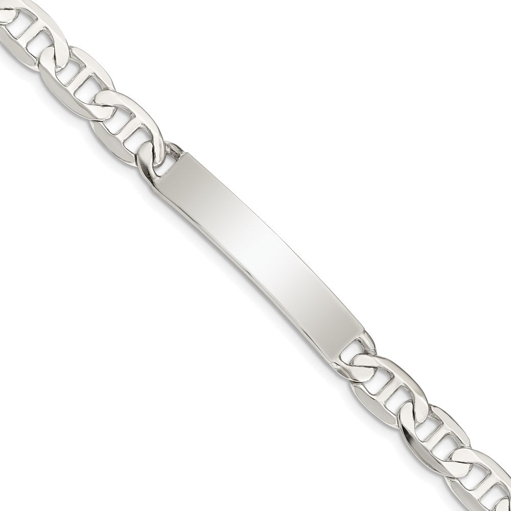 7mm Sterling Silver Polished Engravable Anchor Link I.D. Bracelet, Item B13433 by The Black Bow Jewelry Co.