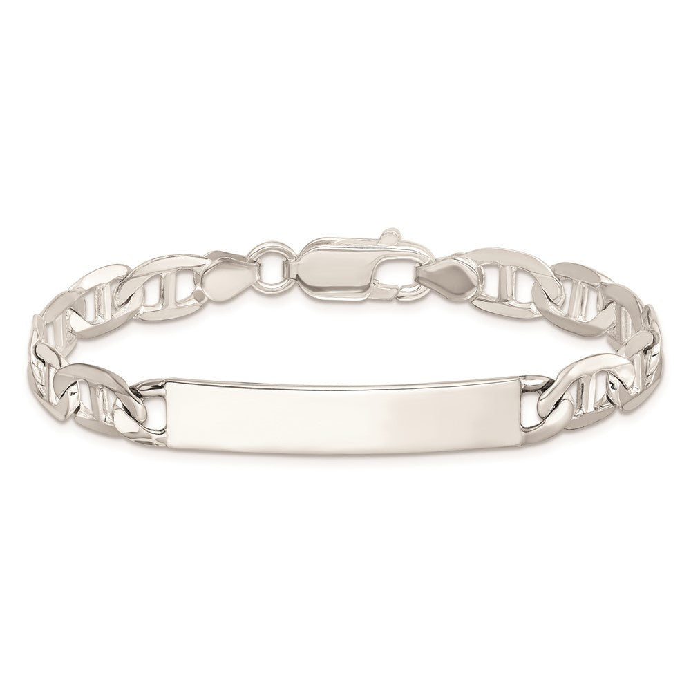Alternate view of the 7mm Sterling Silver Polished Engravable Anchor Link I.D. Bracelet by The Black Bow Jewelry Co.