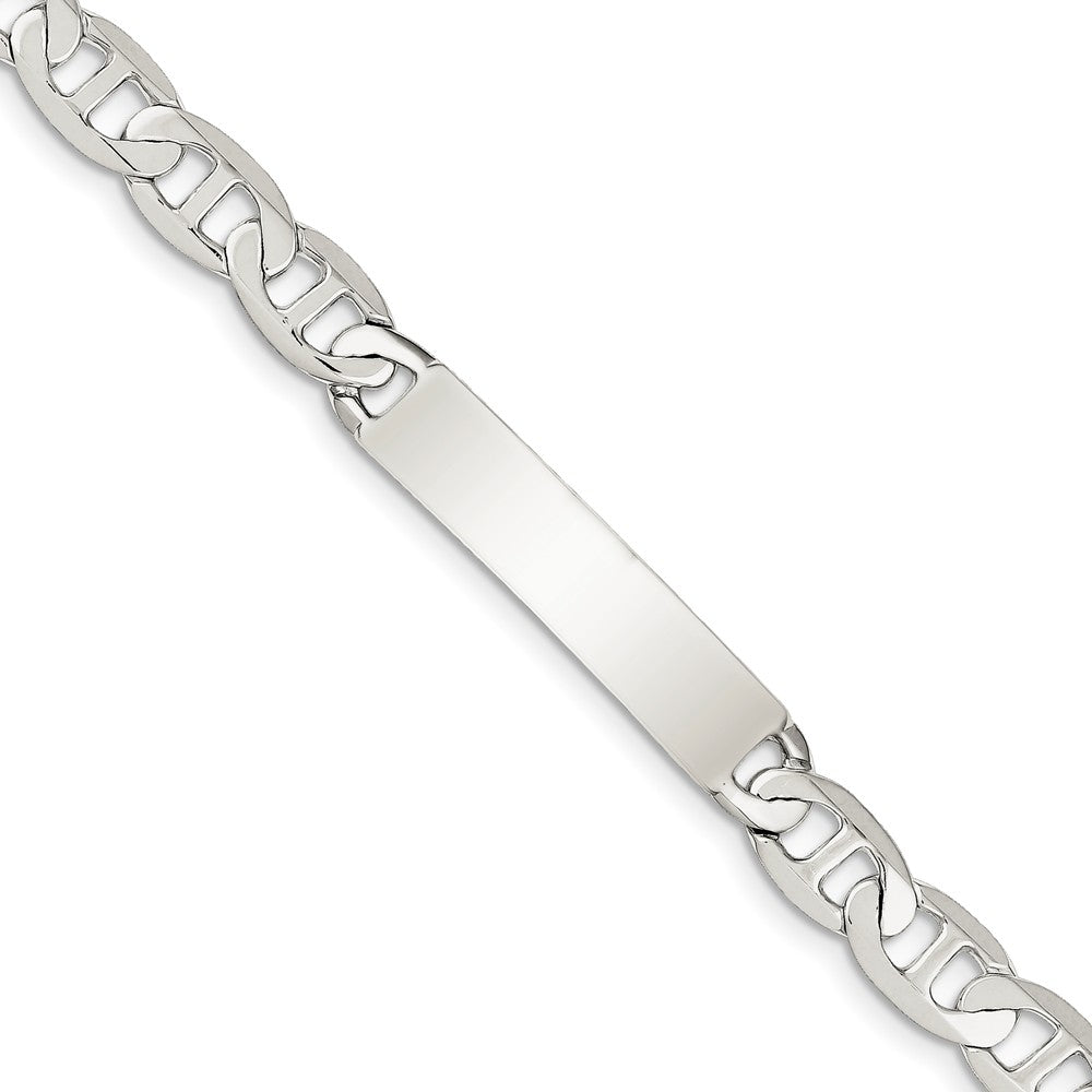 8mm Sterling Silver Polished Engravable Anchor Link I.D. Bracelet, Item B13434 by The Black Bow Jewelry Co.