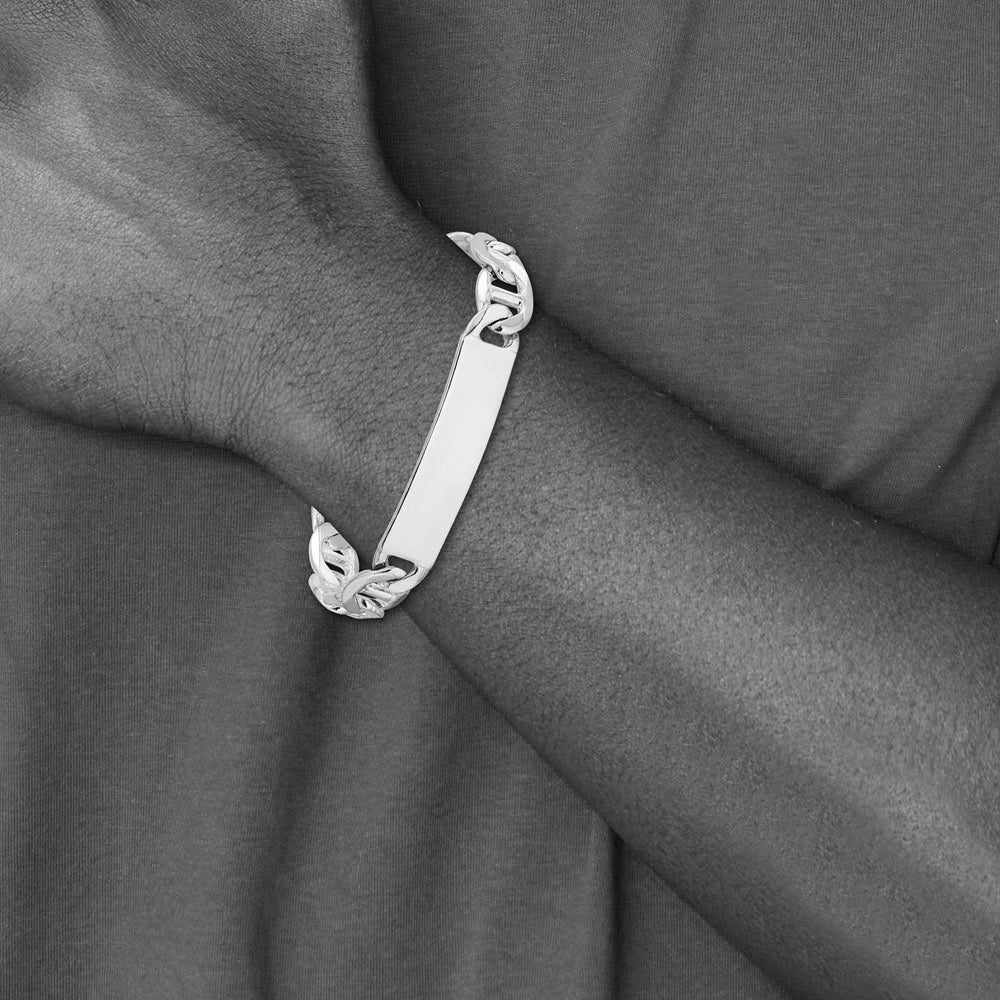 Alternate view of the Men&#39;s 10mm Sterling Silver Polished Anchor Link I.D. Bracelet by The Black Bow Jewelry Co.