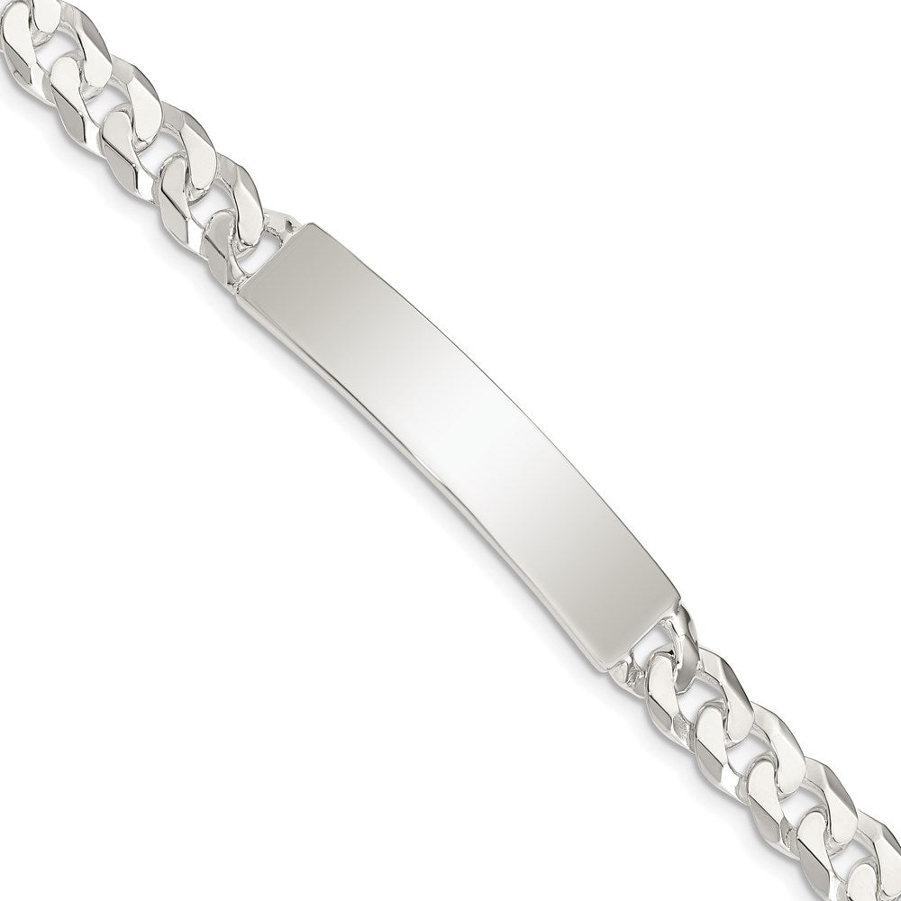 Men&#39;s 8mm Sterling Silver Polished Engravable Curb Link I.D. Bracelet, Item B13437 by The Black Bow Jewelry Co.