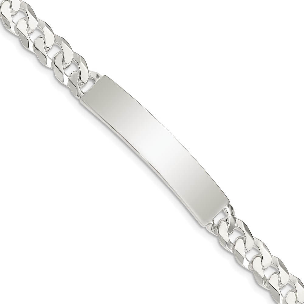 Men's 8mm Sterling Silver Polished Engravable Curb Link I.D. Bracelet, Item B13437 by The Black Bow Jewelry Co.