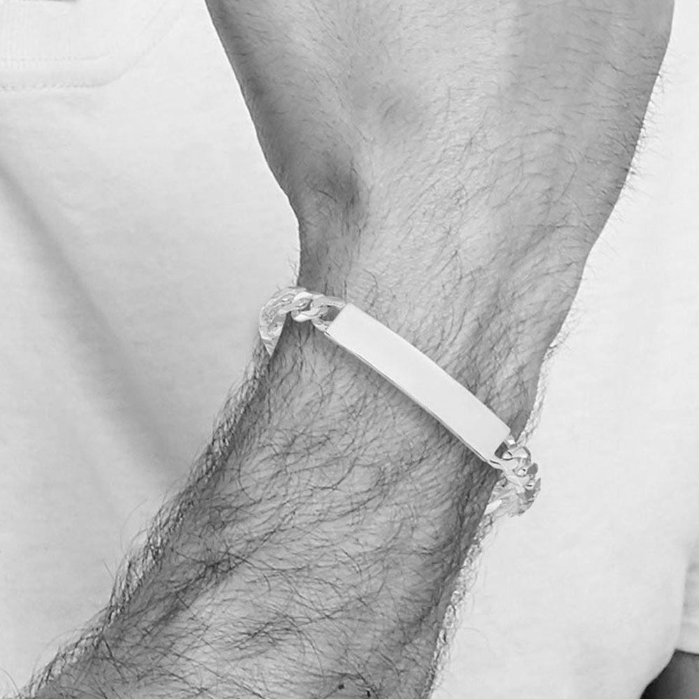 Alternate view of the Men&#39;s 8mm Sterling Silver Polished Engravable Curb Link I.D. Bracelet by The Black Bow Jewelry Co.