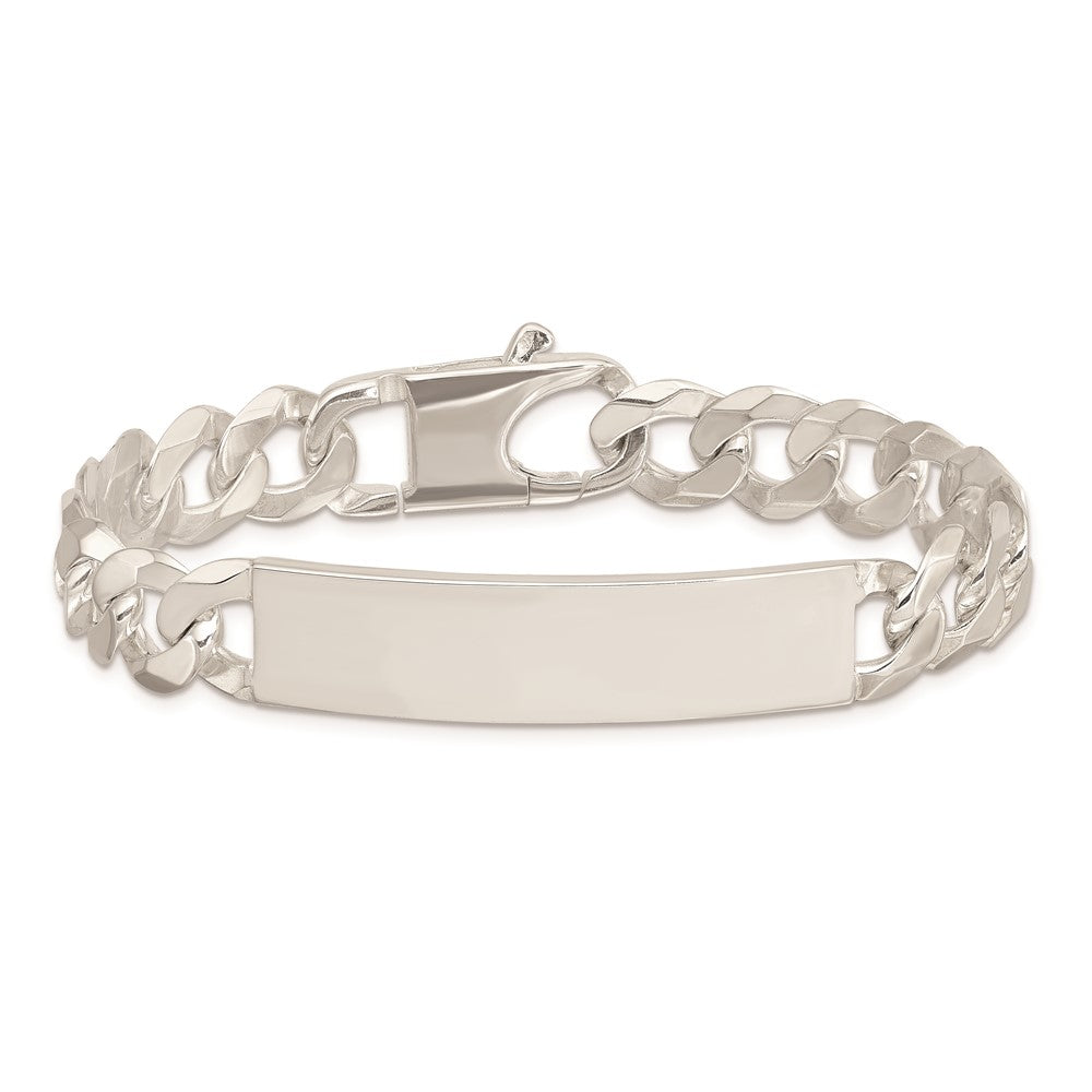 Alternate view of the Mens 10mm Sterling Silver Polished Engravable Curb Link I.D. Bracelet by The Black Bow Jewelry Co.