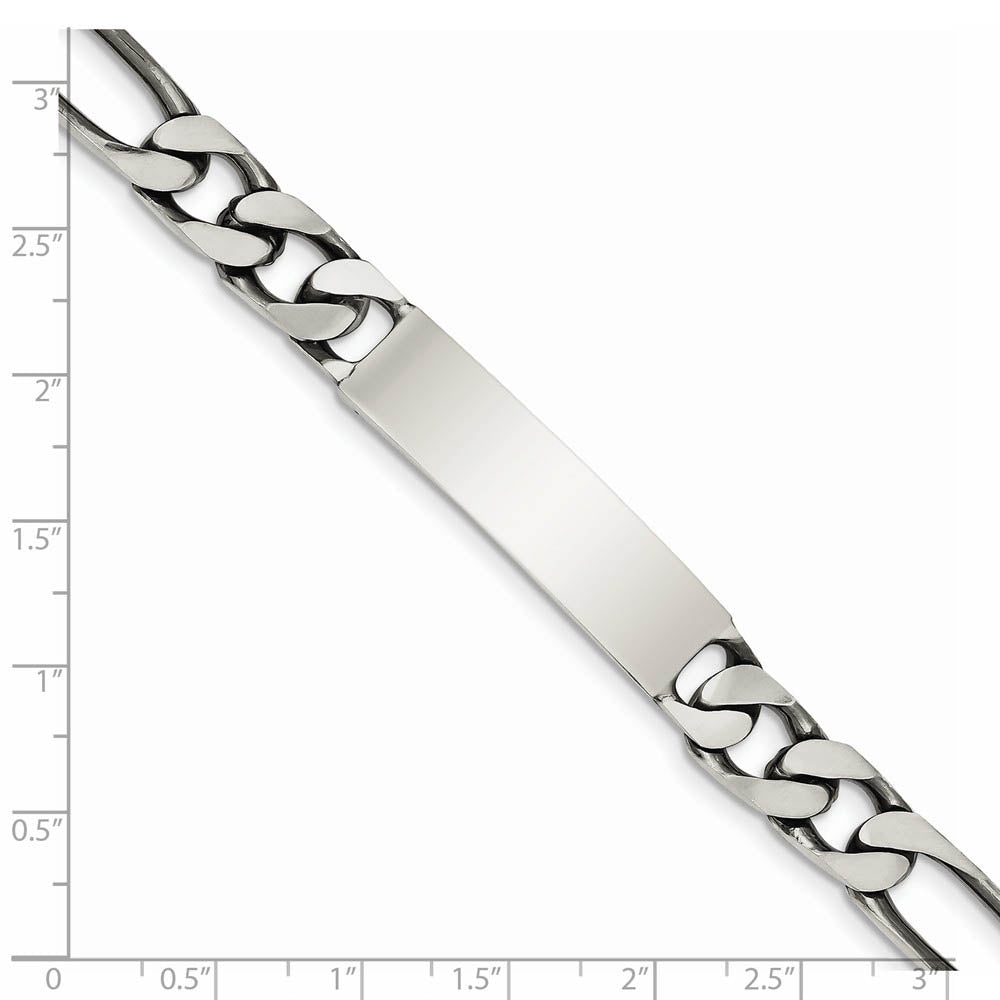 Alternate view of the Men's 9mm Antiqued Sterling Silver Figaro Link I.D. Bracelet by The Black Bow Jewelry Co.