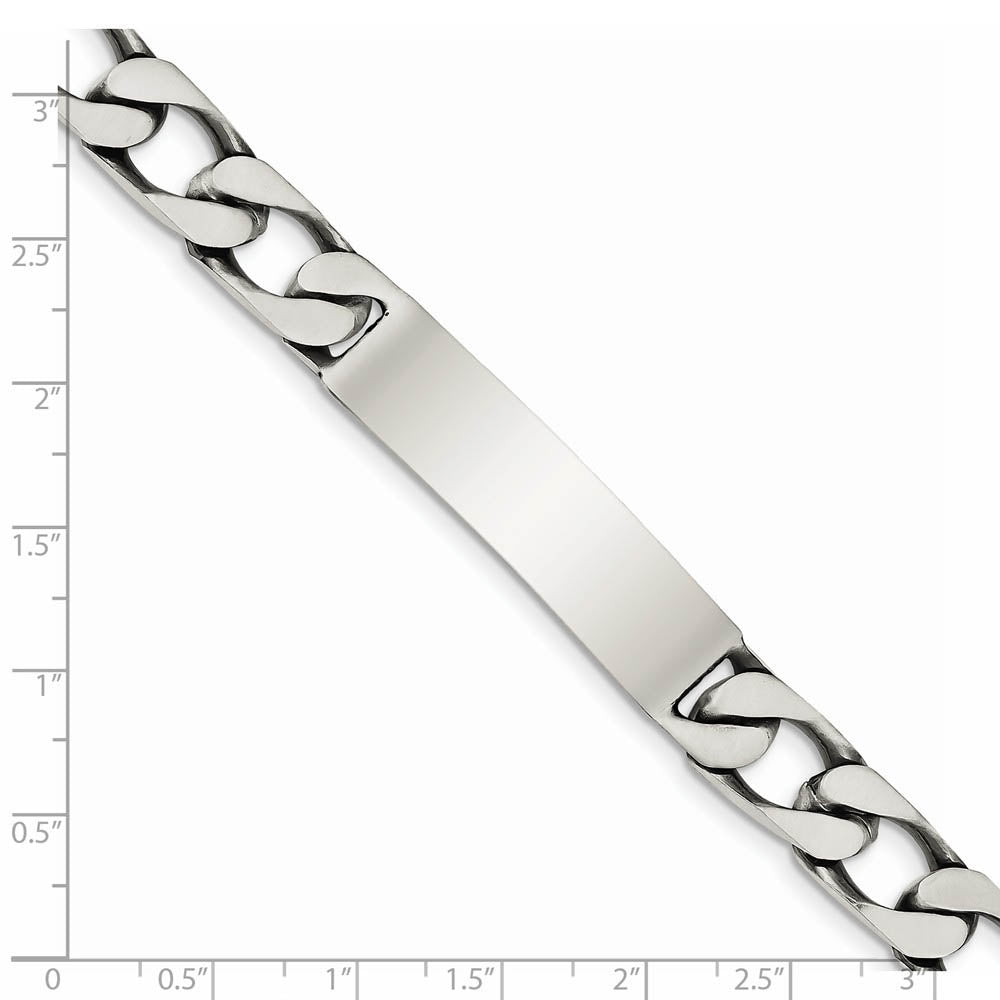 Alternate view of the Men's 10mm Antiqued Sterling Silver Figaro Link I.D. Bracelet by The Black Bow Jewelry Co.