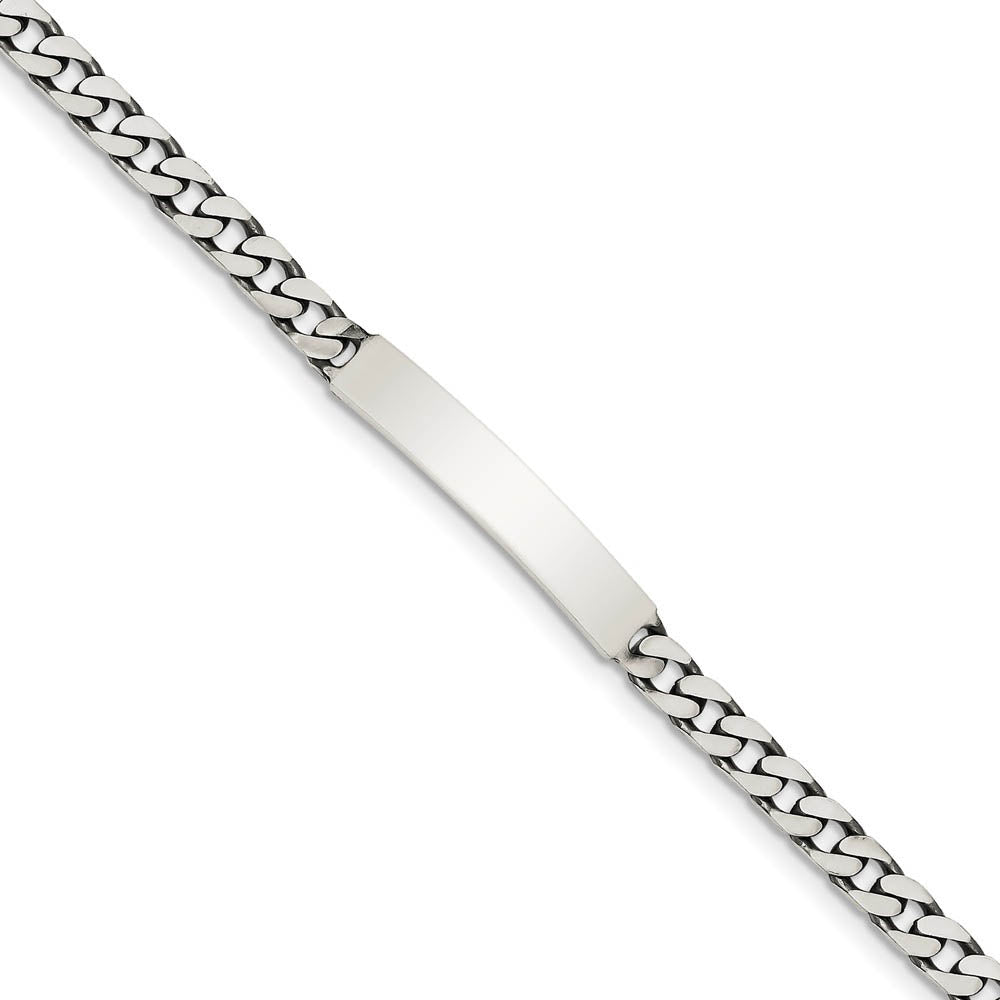 5mm Antiqued Sterling Silver Engravable Curb Link I.D. Bracelet, Item B13448 by The Black Bow Jewelry Co.
