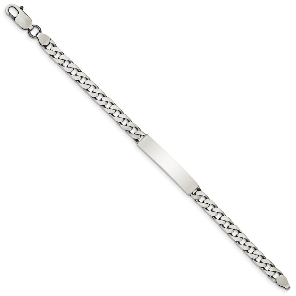 Alternate view of the 6mm Antiqued Sterling Silver Engravable Curb Link I.D. Bracelet by The Black Bow Jewelry Co.