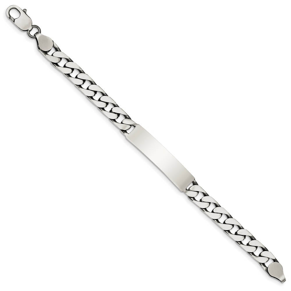 Alternate view of the Men's 8mm Antiqued Sterling Silver Engravable Curb Link I.D. Bracelet by The Black Bow Jewelry Co.