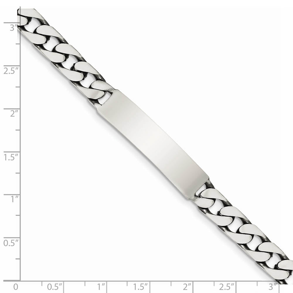 Alternate view of the Men's 8mm Antiqued Sterling Silver Engravable Curb Link I.D. Bracelet by The Black Bow Jewelry Co.