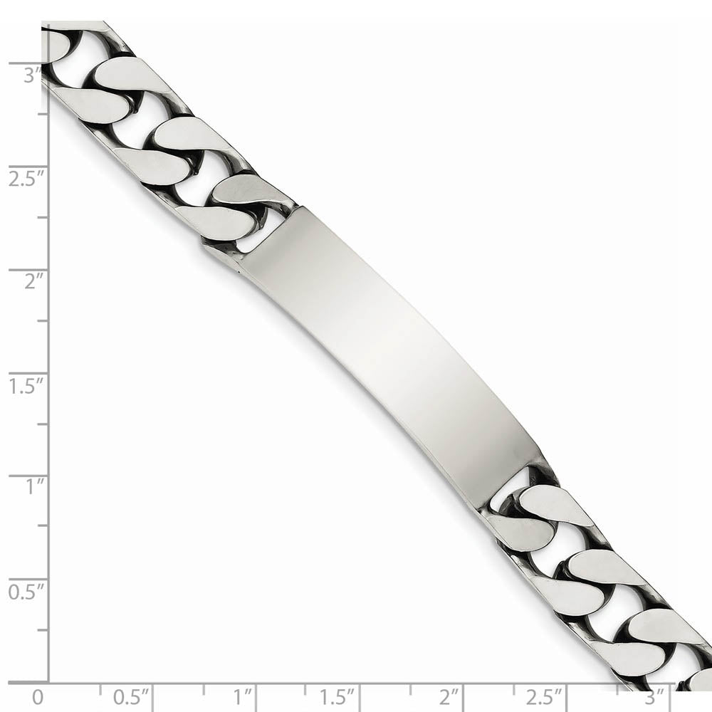 Alternate view of the Mens 10mm Antiqued Sterling Silver Engravable Curb Link I.D. Bracelet by The Black Bow Jewelry Co.