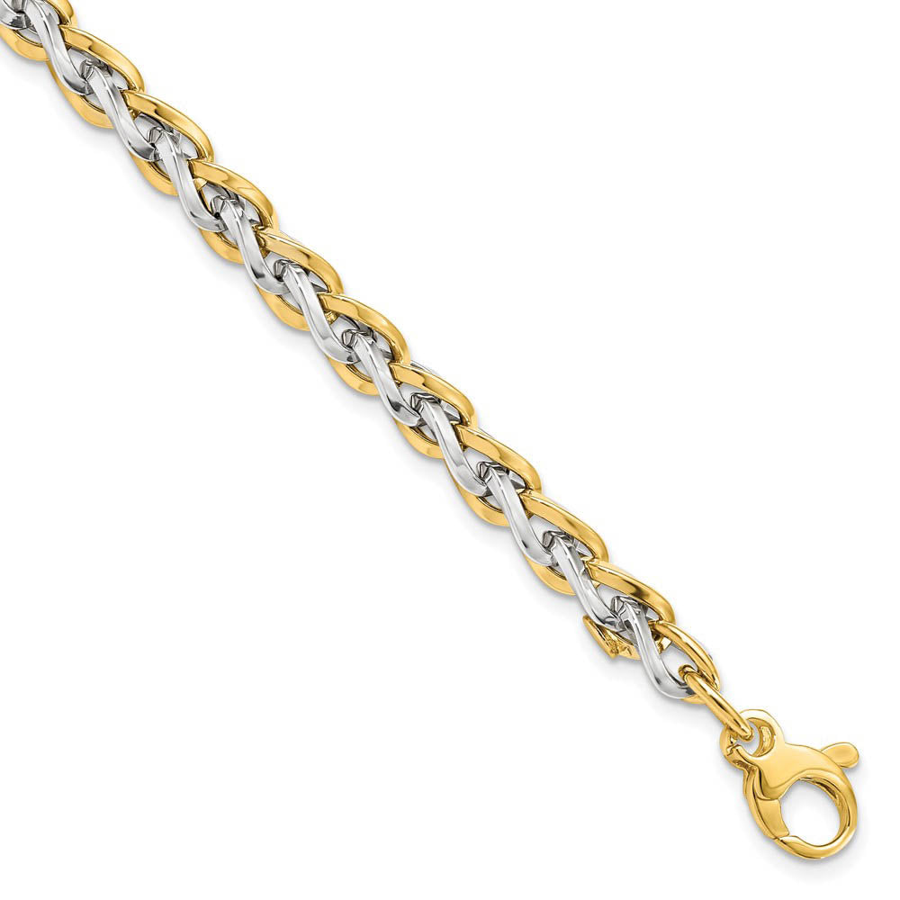 14k Two Tone Gold 5.5mm Polished Fancy Link Chain Bracelet, 7.5 Inch, Item B13457 by The Black Bow Jewelry Co.