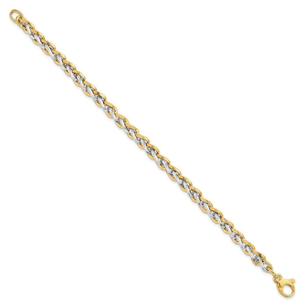 Alternate view of the 14k Two Tone Gold 5.5mm Polished Fancy Link Chain Bracelet, 7.5 Inch by The Black Bow Jewelry Co.