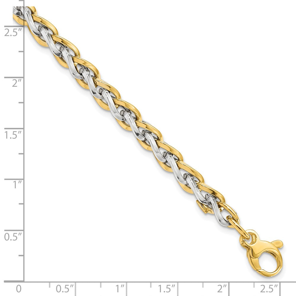 Alternate view of the 14k Two Tone Gold 5.5mm Polished Fancy Link Chain Bracelet, 7.5 Inch by The Black Bow Jewelry Co.