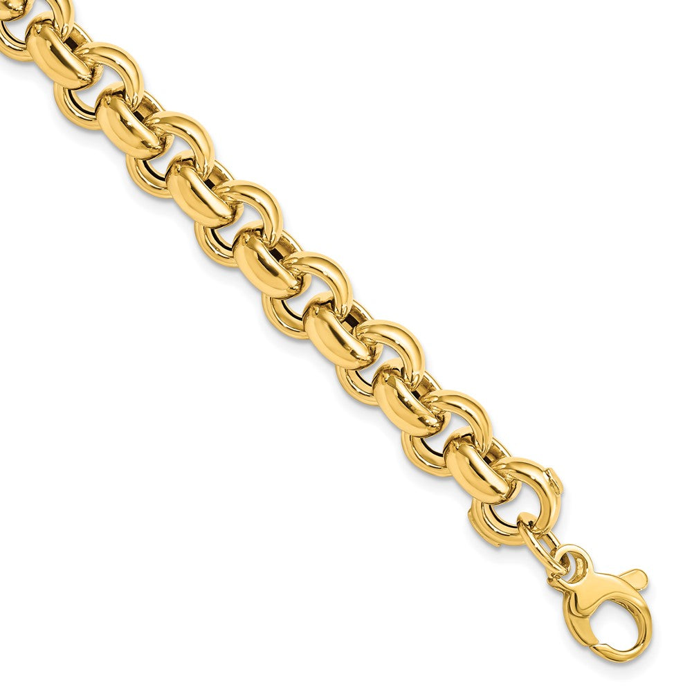 14k Yellow Gold 8.5mm Hollow Rolo Link Chain Bracelet, 7.5 Inch, Item B13463 by The Black Bow Jewelry Co.