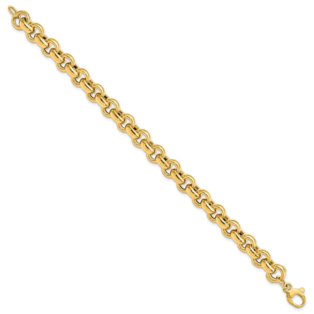 Alternate view of the 14k Yellow Gold 8.5mm Hollow Rolo Link Chain Bracelet, 7.5 Inch by The Black Bow Jewelry Co.