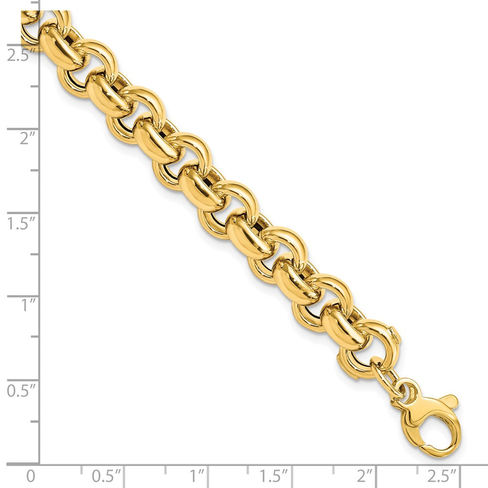 Alternate view of the 14k Yellow Gold 8.5mm Hollow Rolo Link Chain Bracelet, 7.5 Inch by The Black Bow Jewelry Co.