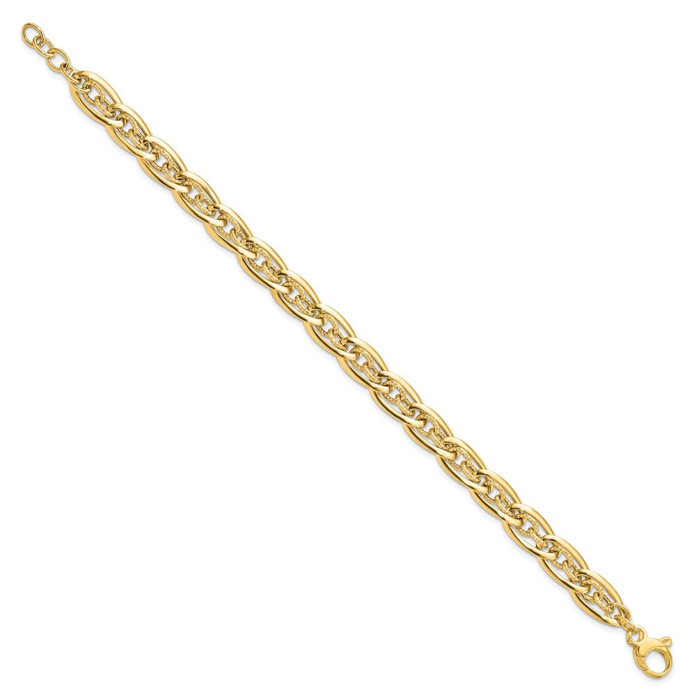 Alternate view of the 14k Yellow Gold Polished &amp; D/C Graduated Fancy Chain Bracelet, 8 Inch by The Black Bow Jewelry Co.