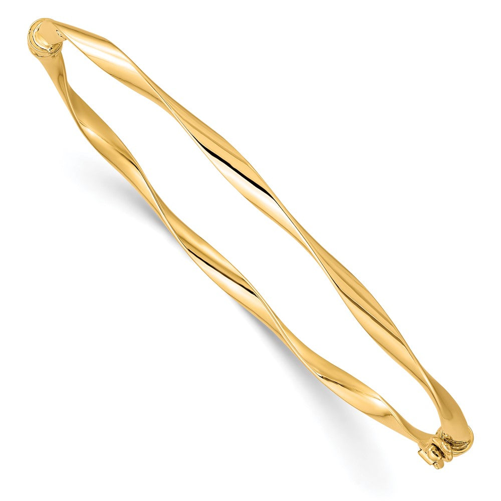 3mm 10k Yellow Gold Polished Twisted Hinged Bangle Bracelet, Item B13527 by The Black Bow Jewelry Co.