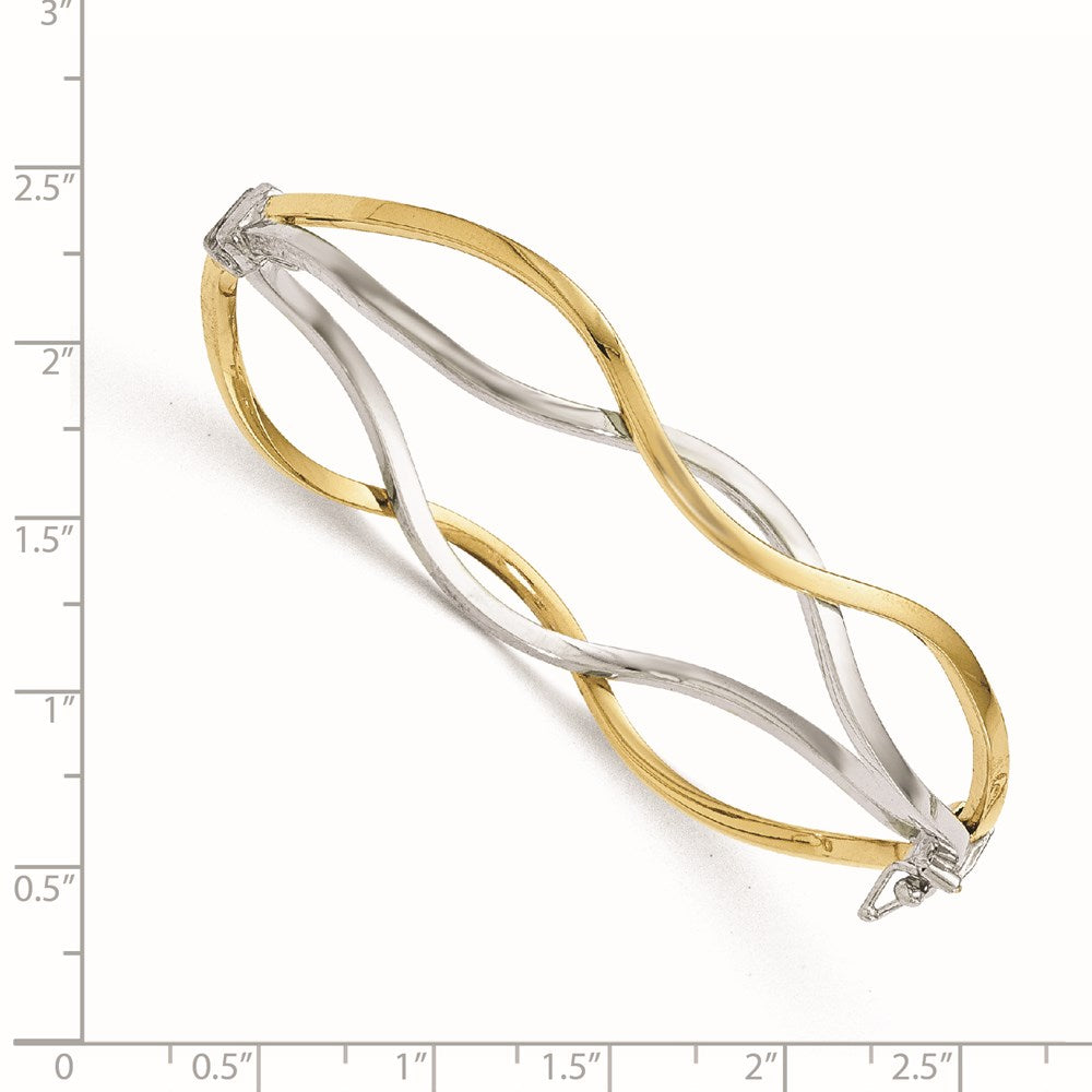 Alternate view of the 10k Yellow Gold &amp; White Rhodium 10mm Twisted Bangle Bracelet by The Black Bow Jewelry Co.