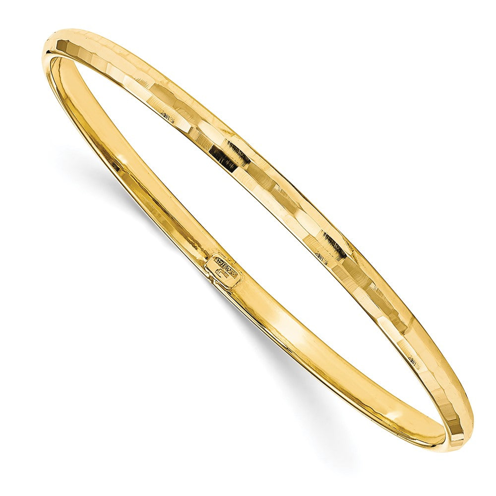 4.25mm 10k Yellow Gold Polished Faceted Slip-On Bangle Bracelet, Item B13532 by The Black Bow Jewelry Co.