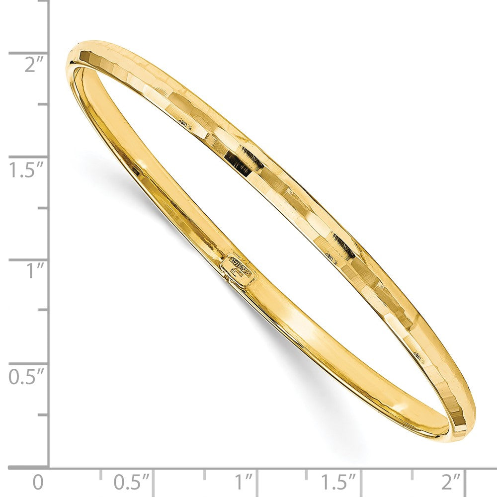 Alternate view of the 4.25mm 10k Yellow Gold Polished Faceted Slip-On Bangle Bracelet by The Black Bow Jewelry Co.