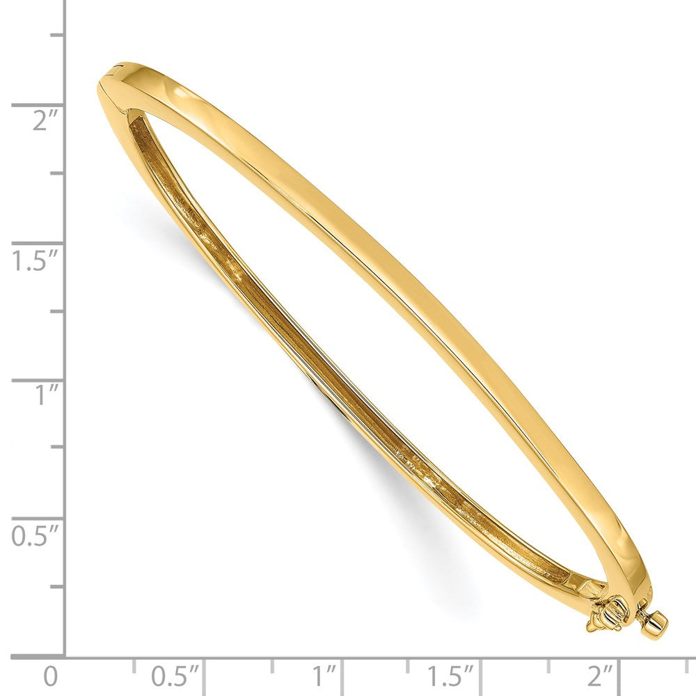 Alternate view of the 2.5mm 14k Yellow Gold Polished Solid Open Back Hinged Bangle Bracelet by The Black Bow Jewelry Co.