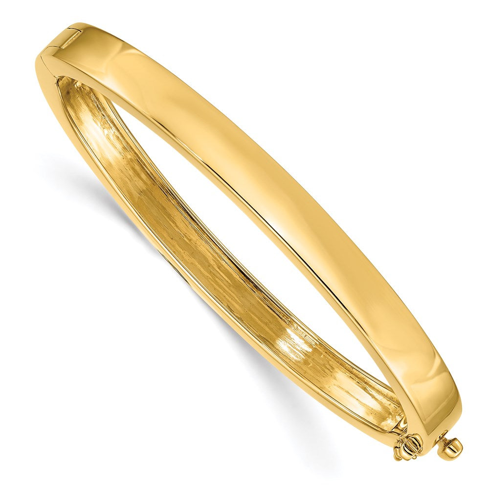 6.3mm 14k Yellow Gold Polished Solid Open Back Hinged Bangle Bracelet, Item B13553 by The Black Bow Jewelry Co.