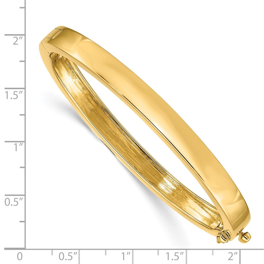 Alternate view of the 6.3mm 14k Yellow Gold Polished Solid Open Back Hinged Bangle Bracelet by The Black Bow Jewelry Co.