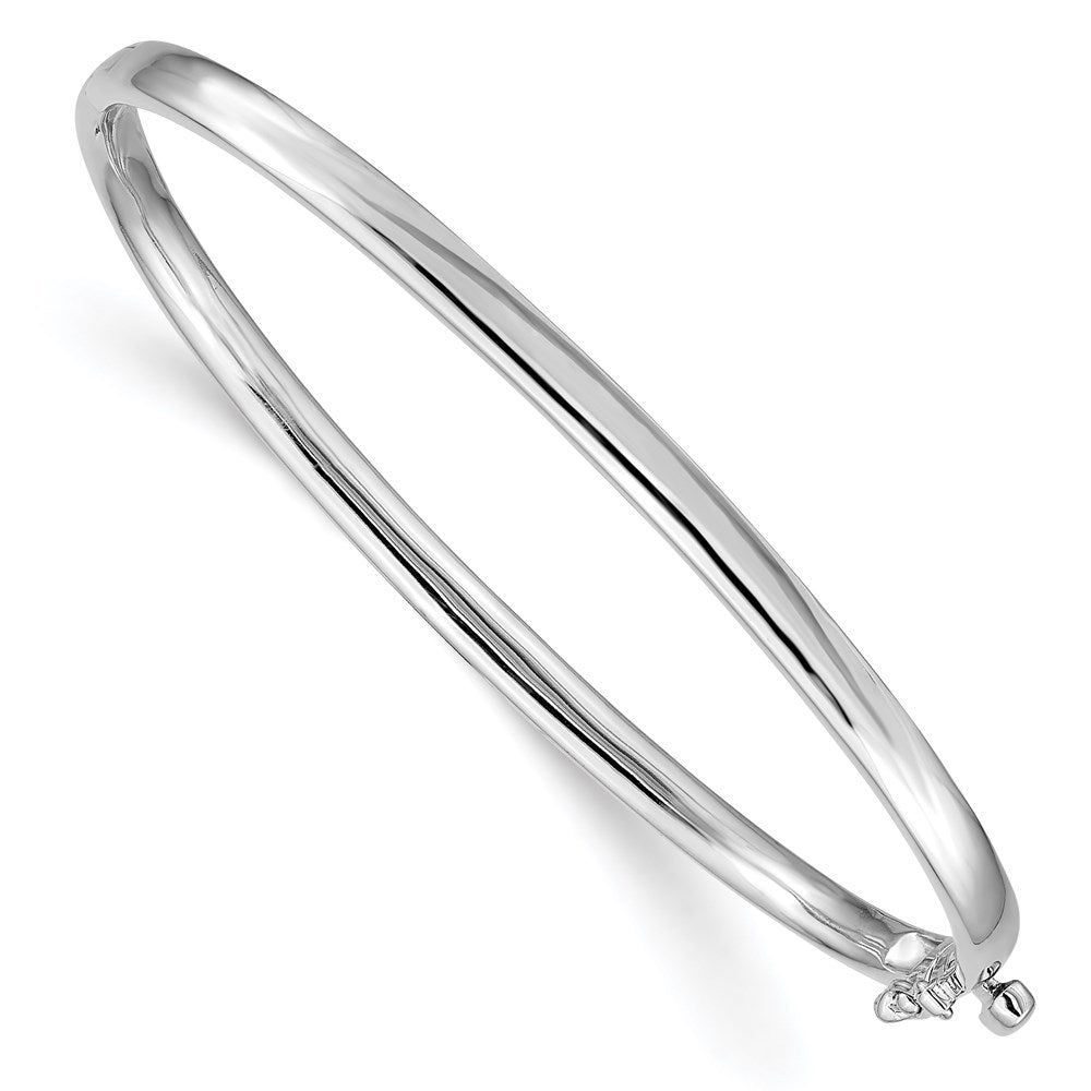 3.6mm 14k White Gold Polished Solid Half Round Hinged Bangle Bracelet, Item B13560 by The Black Bow Jewelry Co.