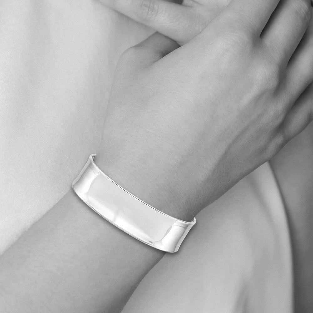 Alternate view of the 19mm 14k White Gold Polished Solid Cuff Bangle Bracelet by The Black Bow Jewelry Co.