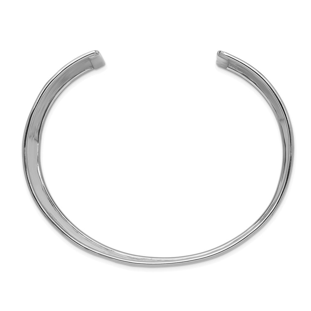Alternate view of the 37mm 14k White Gold Hammered Solid Cuff Bangle Bracelet by The Black Bow Jewelry Co.