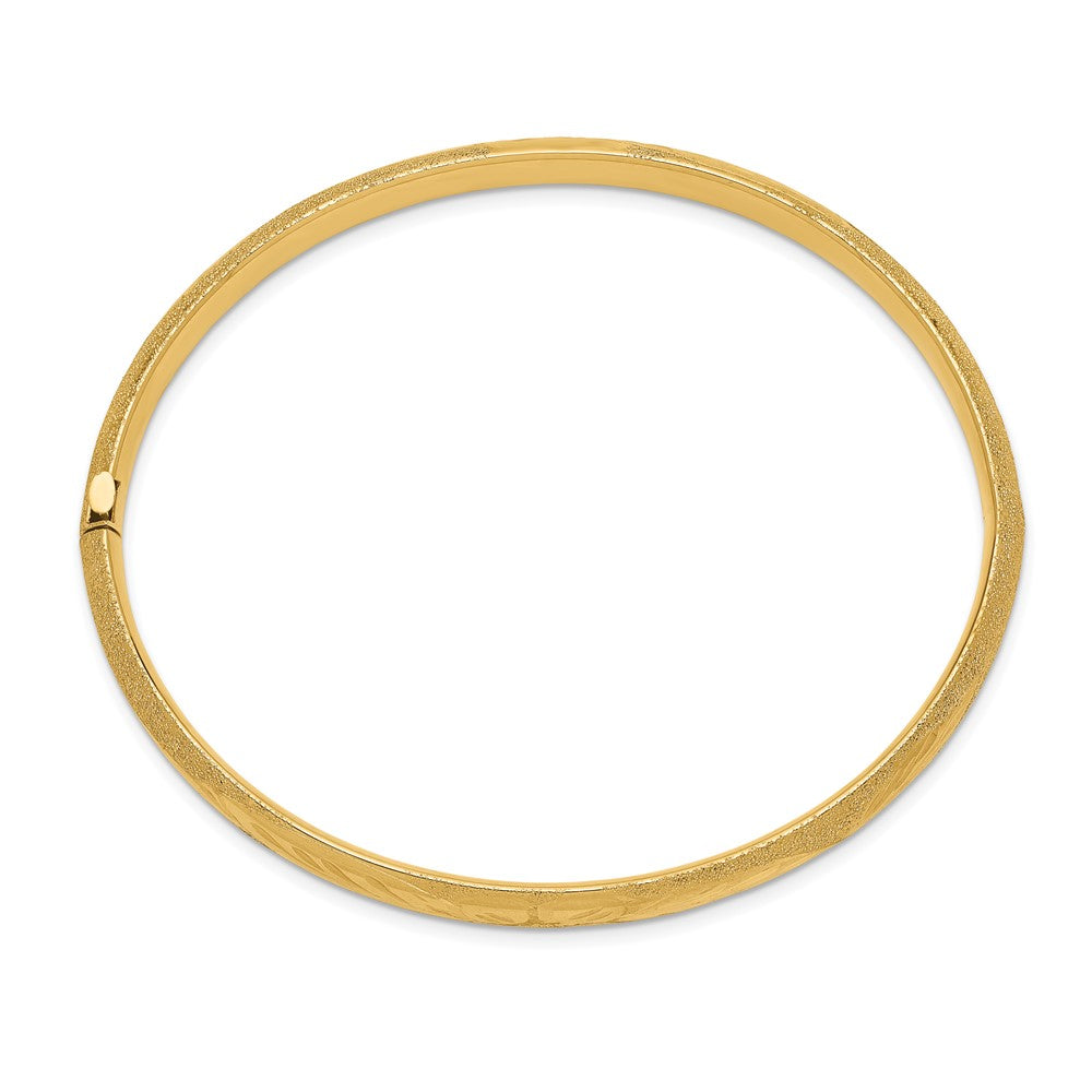Alternate view of the 6mm 14k Yellow Gold Laser Cut Hinged Bangle Bracelet, 7 Inch by The Black Bow Jewelry Co.
