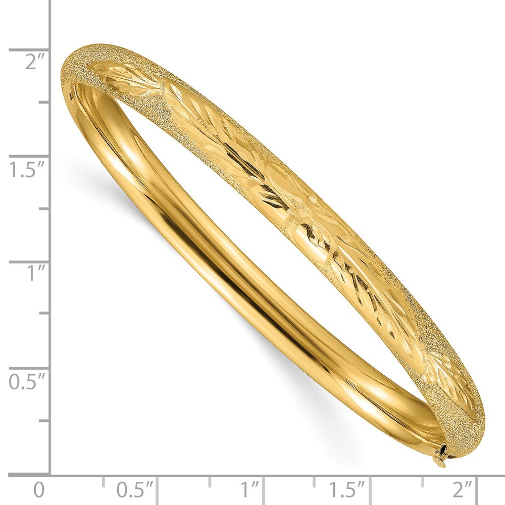 Alternate view of the 6mm 14k Yellow Gold Laser Cut Hinged Bangle Bracelet, 8 Inch by The Black Bow Jewelry Co.