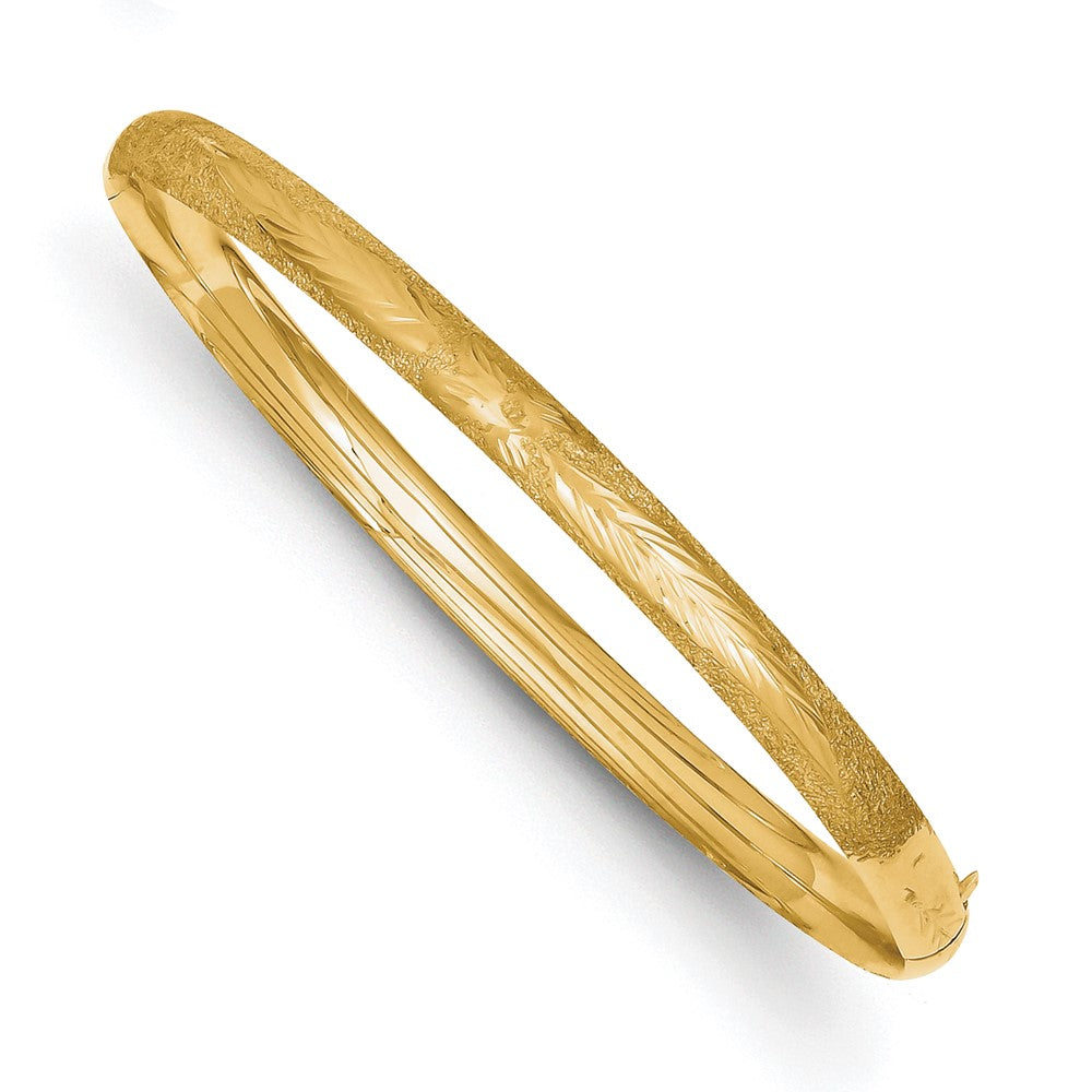 5mm 14k Yellow Gold Laser Cut Hinged Bangle Bracelet, 7 Inch, Item B13576 by The Black Bow Jewelry Co.