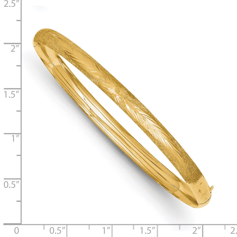 Alternate view of the 5mm 14k Yellow Gold Laser Cut Hinged Bangle Bracelet, 7 Inch by The Black Bow Jewelry Co.