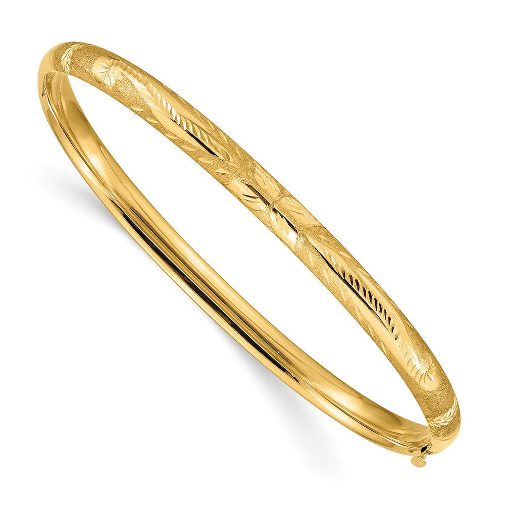 5mm 14k Yellow Gold Florentine Engraved Hinged Bangle Bracelet, 7 Inch, Item B13578 by The Black Bow Jewelry Co.