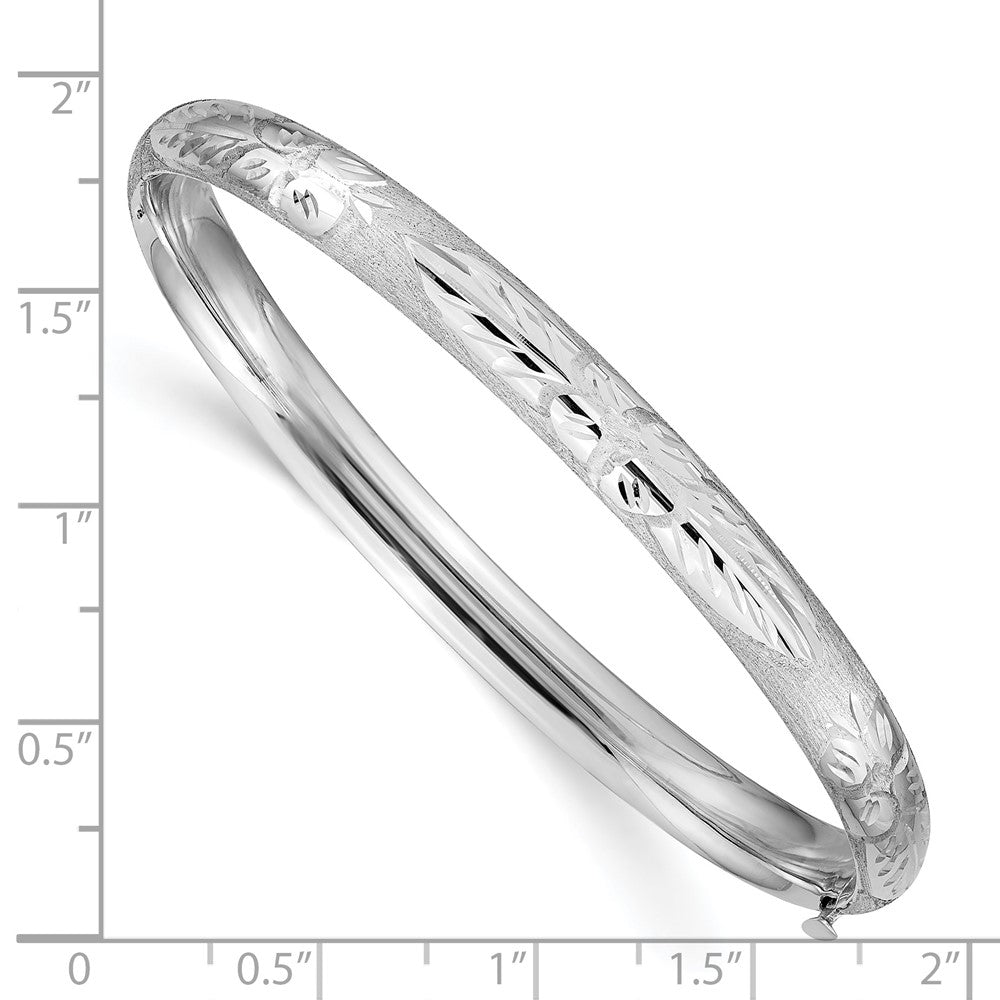 Alternate view of the 6mm 14k White Gold Florentine Engraved Hinged Bangle Bracelet by The Black Bow Jewelry Co.