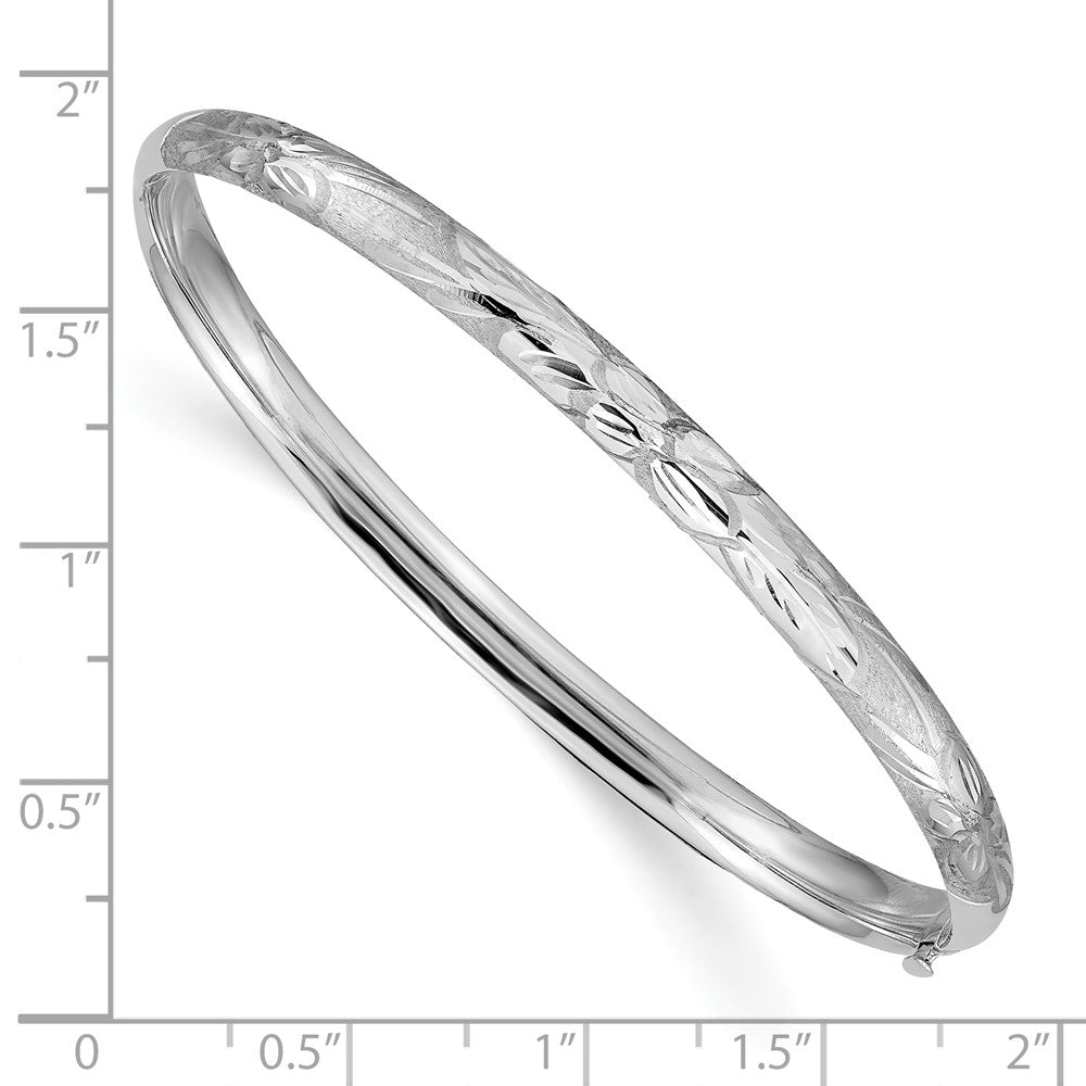 Alternate view of the 5mm 14k White Gold Florentine Engraved Hinged Bangle Bracelet by The Black Bow Jewelry Co.