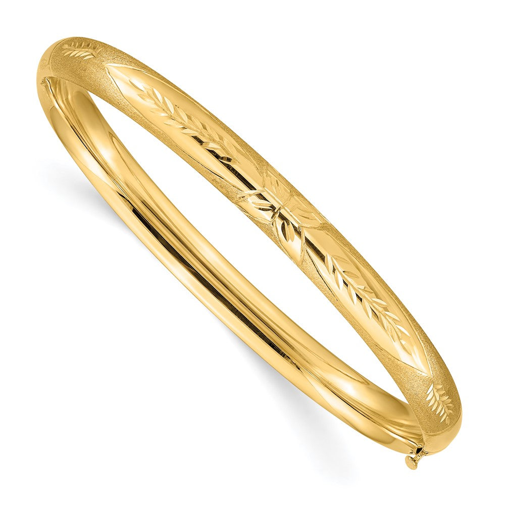 6mm 14k Yellow Gold Florentine Engraved Hinged Bangle Bracelet, 7 Inch, Item B13585 by The Black Bow Jewelry Co.