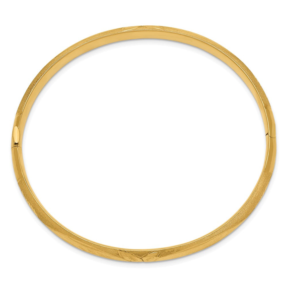 Alternate view of the 6mm 14k Yellow Gold Florentine Engraved Hinged Bangle Bracelet, 7 Inch by The Black Bow Jewelry Co.