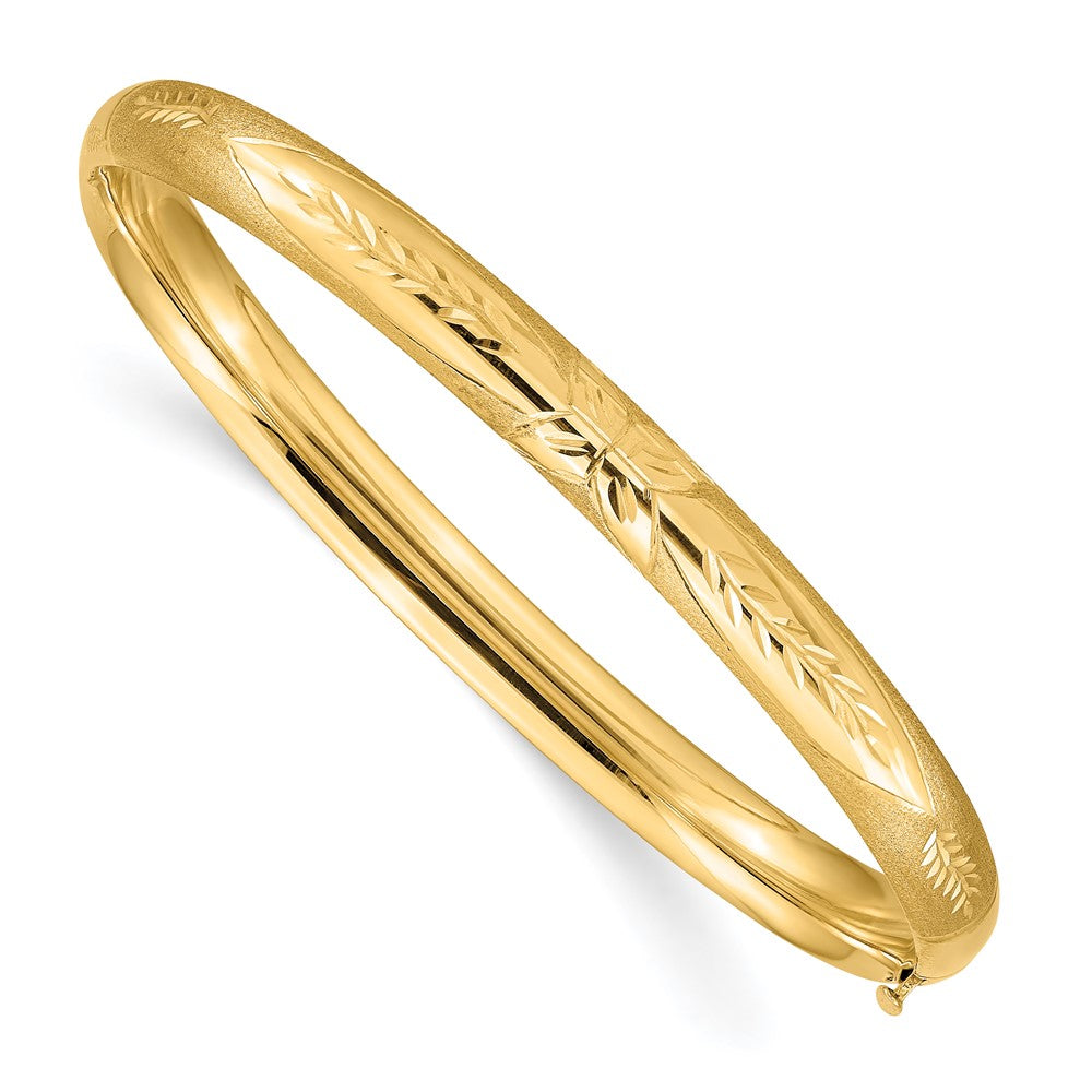 6mm 14k Yellow Gold Florentine Engraved Hinged Bangle Bracelet, 8 Inch, Item B13586 by The Black Bow Jewelry Co.